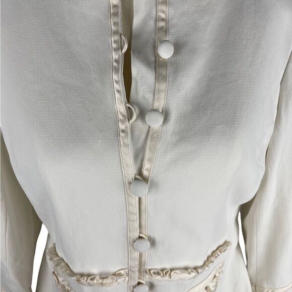 Doncaster collection cropped off white light cream button up jacket approx XXS - Picture 2 of 10